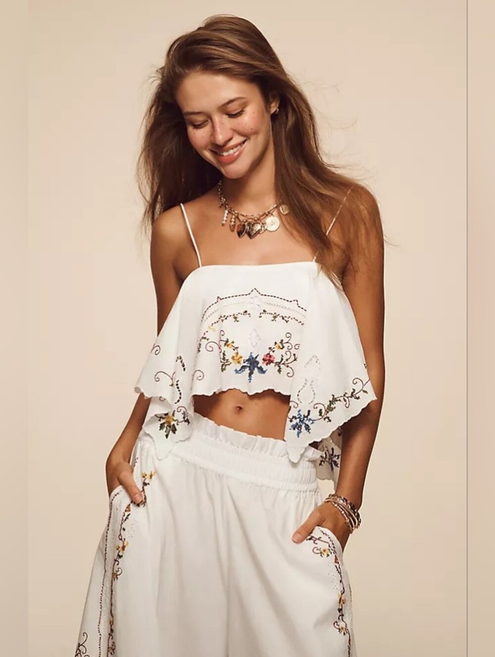 Hanky Cutwork Embroidered Crop Top